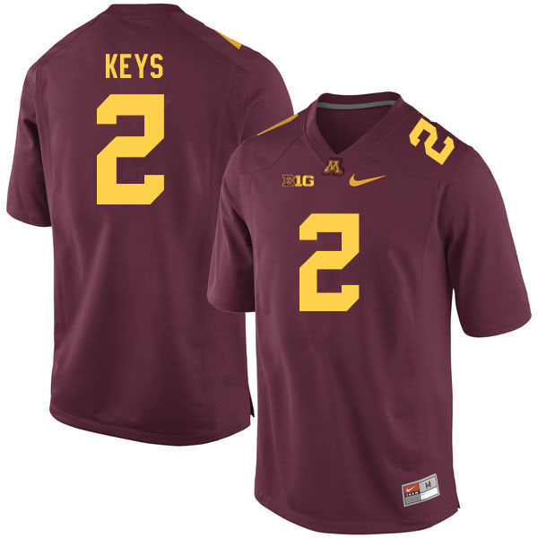 Men #2 Gage Keys Minnesota Golden Gophers College Football Jerseys Sale-Maroon